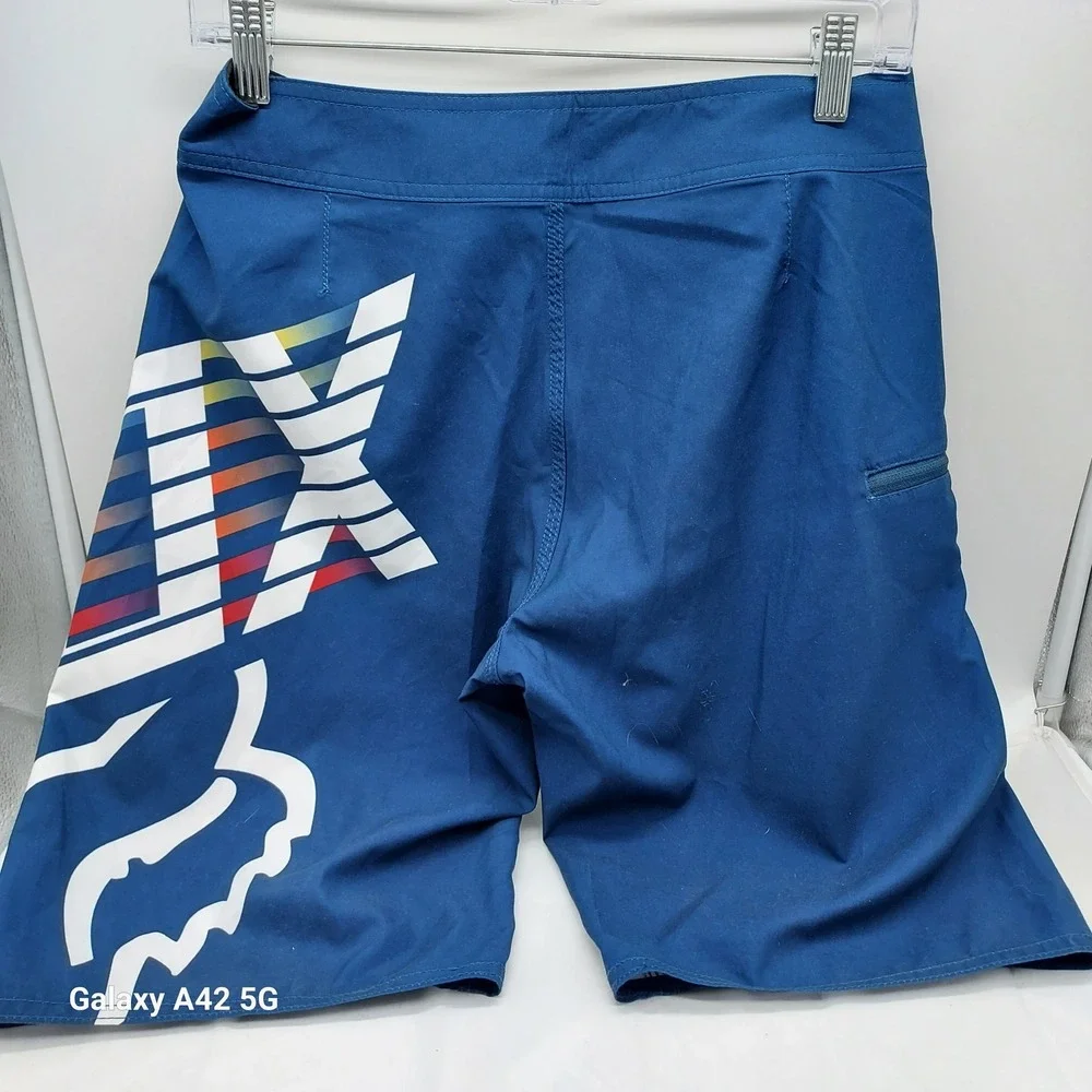 Fox Racing Mens Blue Graphic Board Shorts Swim Trunks Size 29 24842-202